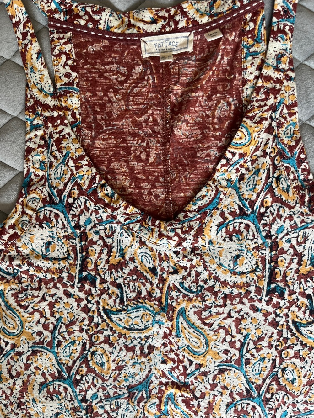 Fat Face Rust Multi-Color Printed BoHo Swing Top - Picture 6 of 13